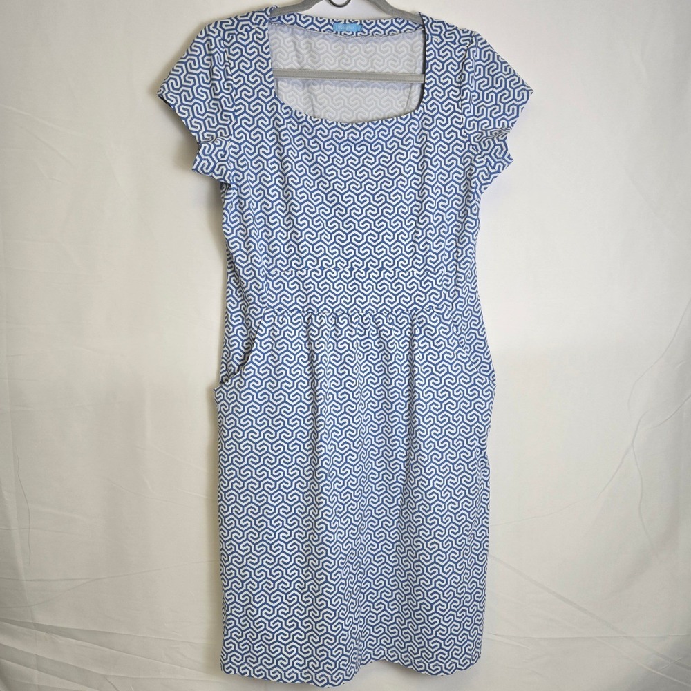 J. McLaughlin Catalina Cloth Emma Dress, Pockets, Blue White, Casual,‎ Medium